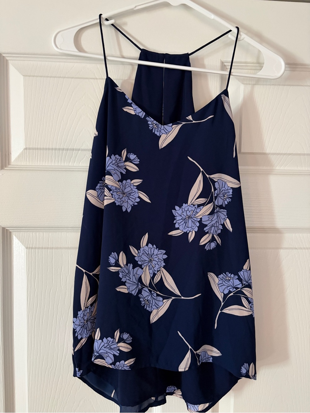 Navy Floral Spaghetti Strap reversible tank
